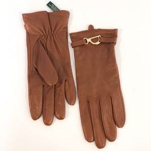 Like New Ralph Lauren brown leather winter gloves
